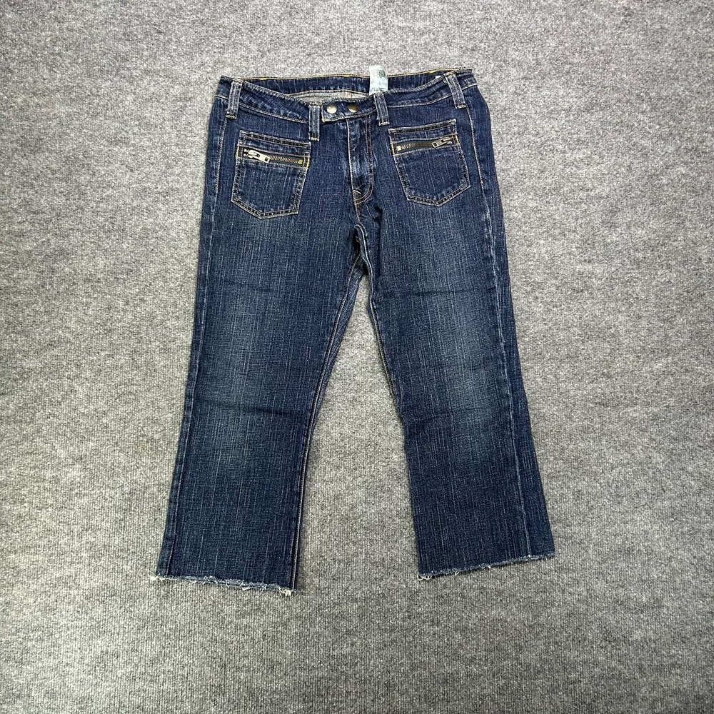 Levi's Jeans Women's Blue Denim Zip Pockets Frayed Hem Straight Fit - 34x23.5